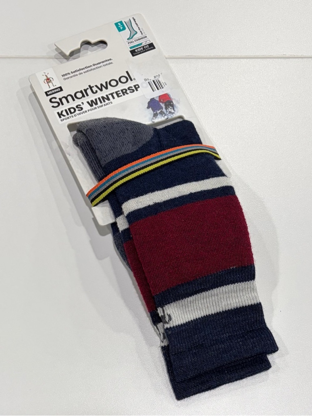 SmartWool Kids Small Wintersport Stripe Full Cushion Ski Socks Navy Blue Red NWT